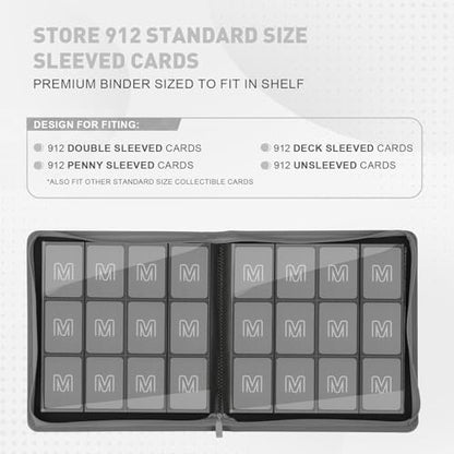 Premium Card Binder 12 Pocket for 720 Pockets Trading Card Binder, PU Zipper Card Collection Album, Sturdy Side-Loading Card Book Holder for MTG, TCG, Game Cards, Sports Cards - color: 12 Deep gray