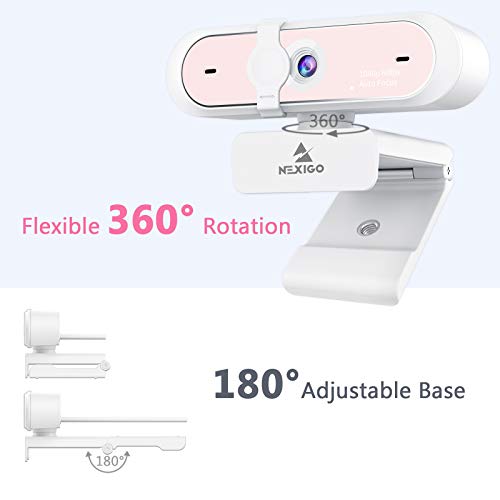 NexiGo N660P 1080P 60FPS Webcam with Software Control, Dual Microphone & Cover, Autofocus, HD USB Computer Web Camera, for OBS/Zoom/Skype/FaceTime/Teams/Twitch, Pink - size: 1080P 60FPS Webcam Pink