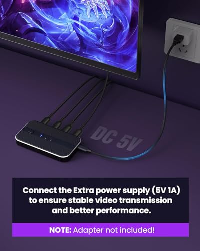 HDMI Switch 3 in 1 Out 4K@60Hz, 3 Port HDMI Switch 3 in 1 Out with Remote Support HDCP2.2 Compatible with Dolby Nintendo Switch PS5/4/3 Xbox Roku TV Fire Stick Blu-Ray Player