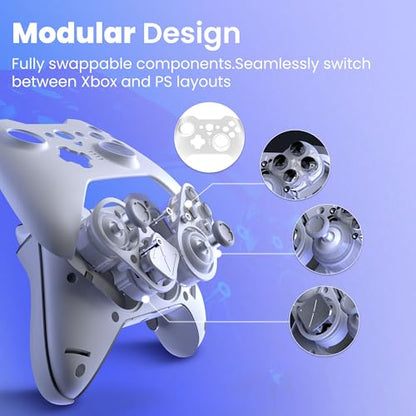 ZD O+ Excellence Wireless PC Controller – Modular Design, Hall Effect Joysticks, Remappable Buttons, RGB & Audio Jack for Switch/Switch2, PC, Android, iOS & Steam (White) - color: White