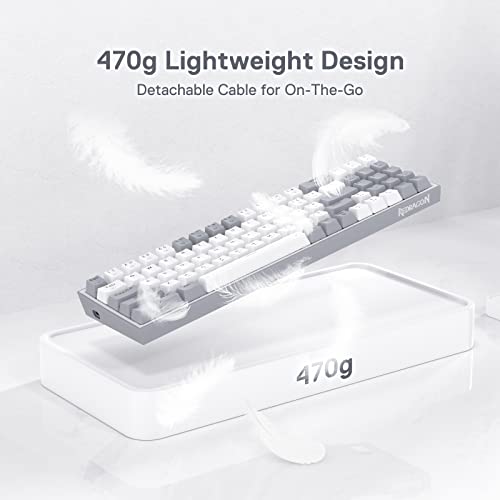 Redragon K628 Pollux 75% Wired RGB Gaming Keyboard, 78 Keys Compact Mechanical Keyboard w/100% Hot-Swap Socket, Free-Mod Plate Mounted PCB & Dedicated Arrow Keys, Quiet Red Switch - color: White & Grey 75% Wired