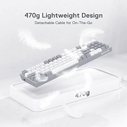 Redragon K628 Pollux 75% Wired RGB Gaming Keyboard, 78 Keys Compact Mechanical Keyboard w/100% Hot-Swap Socket, Free-Mod Plate Mounted PCB & Dedicated Arrow Keys, Quiet Red Switch - color: White & Grey 75% Wired