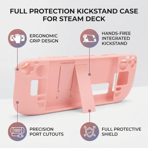 Julihai Game Console Kickstand Case, Ergonomic Shockproof Protective Cover Lite and Handheld Gaming Devices with Built-in Stand, Hands-Free Design (Pink)