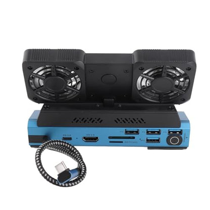 9 in 1 Docking Station for & Handheld Consoles, RGB Dual Cooling Fan, 4K 60Hz HD Multimedia Interface, Gigabit Ethernet, 100W PD, 4X USB 3.0 Ports