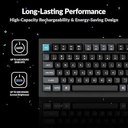 Keychron Q1 Ultra 8K 75% Wireless Mechanical Keyboard, Aluminum Hot-Swappable RGB, Banana Switch, 82 Keys, 600h Battery Life, 2.4GHz/Bluetooth/Wired, ZMK Programmable, Mac Windows Linux – Black - color: Keychron Silk POM Switch - Banana