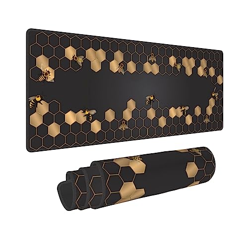 Honeycomb Bee Gaming Mouse Pad Extended Large Mouse Mat 31.5 X 11.8 Inch Nonslip Rubber Base Long Desk Pad Stitched Edges Mousepad Mice Pad for Office Home Game - color: Honeycomb Bee