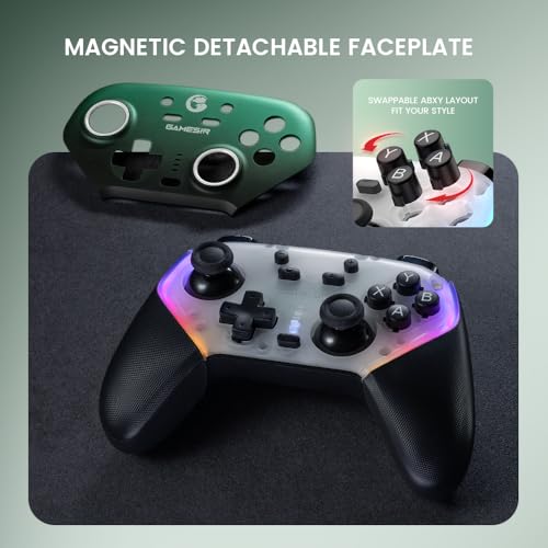 GameSir Super Nova Wireless Gaming Controller for PC/Switch/iOS/Android, Hall Effect Stick & Trigger, RGB Lighting, Swappable ABXY, Detachable Faceplate, 1000mAh with Charging Dock - Green - color: Green
