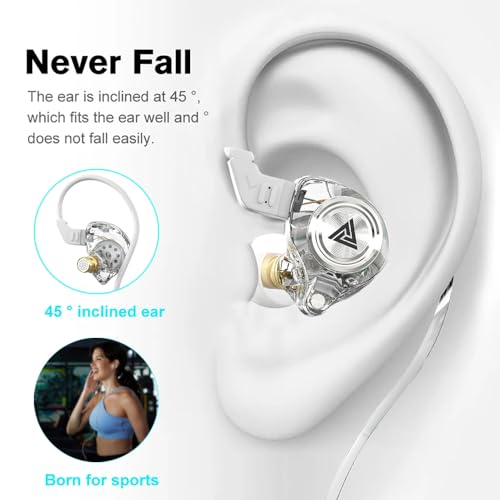 Wired Gaming Earbuds, Ak3file in Ear Monitors, Deep Bass Sound Wired Earbuds, HiFi in Ear Headphones with 1DD 10mm Dynamic Driver, IEM for Music Gaming Video Calling (White) - color: White