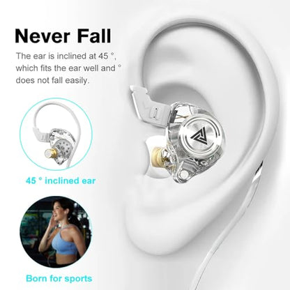 Wired Gaming Earbuds, Ak3file in Ear Monitors, Deep Bass Sound Wired Earbuds, HiFi in Ear Headphones with 1DD 10mm Dynamic Driver, IEM for Music Gaming Video Calling (White) - color: White