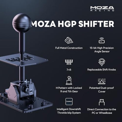 MOZA R3 Licensed Steering Wheel and Pedals Bundle 4PCs for Xbox & PC: 3.9Nm Direct Drive WheelBase, 11-inch Racing Wheel, Pedals and Desk Clamp, HGP Racing Shifter 7+R PC USB Simulator Shifters