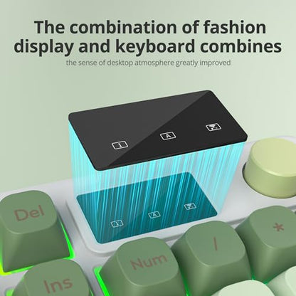 RGB Mechanical Feel Membrane Wireless Keyboard, Wired/Bluetooth/2.4G Silent ABS Ball Cap Gasket Structure Gaming Office Keyboard for PC/Mac/Win(98 Matcha) - color: 98 Matcha