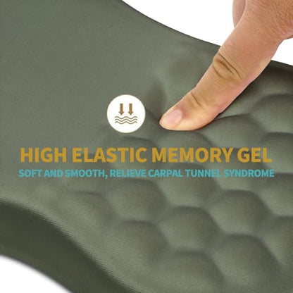 Hokafenle Ergonomic Mouse Pad Wrist Support with Massage Design, Wrist Rest Pain Relief Mousepad with Memory Foam&Non-Slip PU Base, Mouse Pads for Wireless Mouse & Desk (12x8 inch,Olive Green) - color: HK021-Olive Green