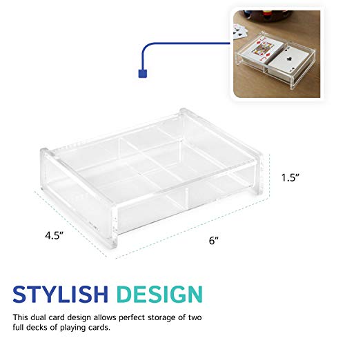 Huang Acrylic Twin Playing Card Deck Case for Poker, Bridge