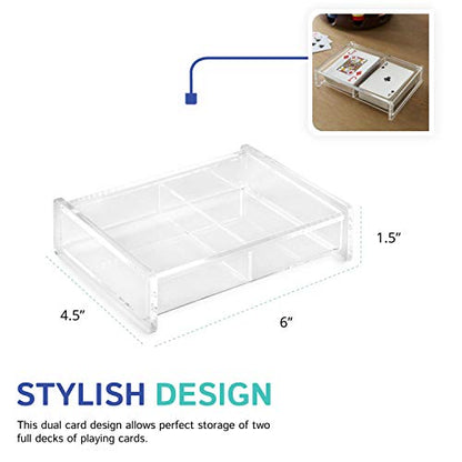 Huang Acrylic Twin Playing Card Deck Case for Poker, Bridge