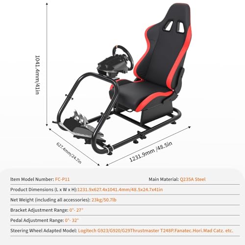 Foldable Sim Racing Rig | Heavy-Duty Carbon Steel Racing Wheel Frame Fits Logitech & All Top Gaming Steering Wheel Brands - size: 48.5x24.7x41 Inch