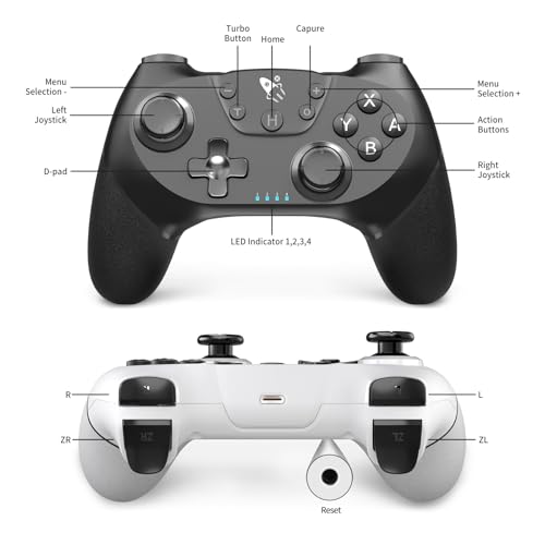 AceGamer Wireless Pro Controller for Nintendo Switch/Lite/OLED/Switch 2/PC, 2 pack, Hall Effect Joystick for Switch 2 Pro Controller with Wake-Up/Dual Vibration/Turbo/Ergonomic ! (Black&White) - color: B&W