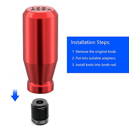 Red 6 Speed Weighted Manual Automatic Gear Shifter Shift Knobs Lever with 4 Metal Adapters Fit Compatible with Manual Cars Most Automatic Cars - color: AAL-R-04-02