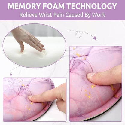 KONVINIT Ergonomic Mouse Pad with Wrist Rest, Purple Mousepad with Non-Slip Rubber Base and Smooth Surface, Small Mouse Pads for Desk, Office Desk Accessories - color: Marble