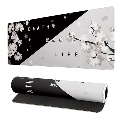 Extended Gaming Mouse Pad, Large Gaming Mouse Waterproof with Stitched Edges, Non-Slip Desktop Pad for Home and Office, Level Up Your 31.5x11.8 Inch… (Black and White Life) - color: Black and White Life