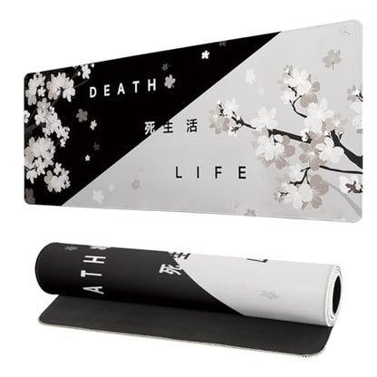 Extended Gaming Mouse Pad, Large Gaming Mouse Waterproof with Stitched Edges, Non-Slip Desktop Pad for Home and Office, Level Up Your 31.5x11.8 Inch… (Black and White Life) - color: Black and White Life