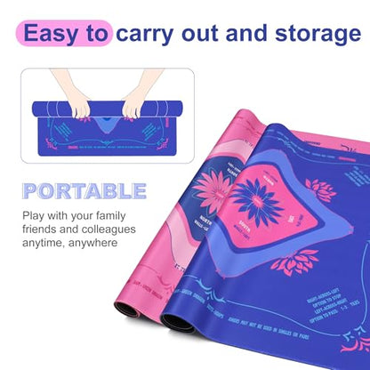 KUNTE Mahjong Mat, Blue, 32x32 Inch | Foldable, Quiet, Waterproof & Non-Slip, Printed Rules, Asian-Themed Game Nights - color: Blue