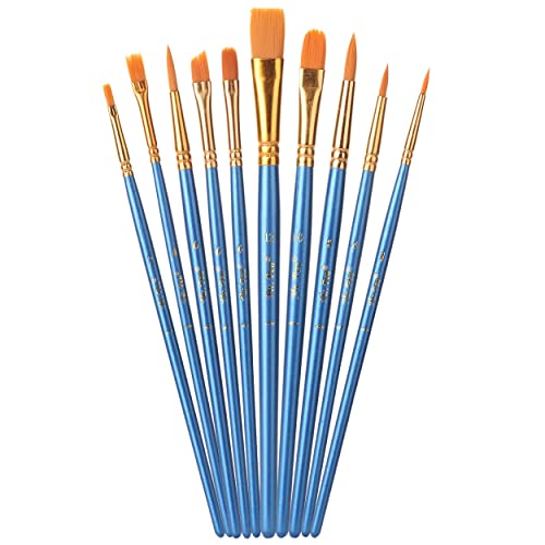 Mr. Pen- Acrylic Paint Brushes Set, 10 Pack, Round & Pointed Tip | Nylon Hair Artist Brushes for Watercolor, Oil, Rock, Face, Nail, Miniature, Canvas, Detailing, Drawing, Art Supplies - color: Blue, size: 10 Pcs