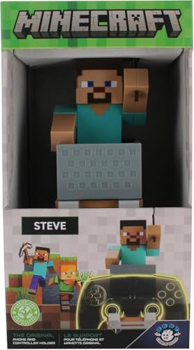 Exquisite Gaming Minecraft Steve Cable Guys Controller Holder & Phone Stand, 8.5 in Collectible