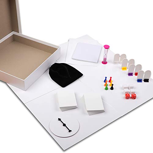 Madanar Blank Create Your Own Board Game Kit DIY 143 Piece Set Fun Projects | Great Family or School Activity, Player Pieces, Spinner, Playing Cards, Dice, Sand Timer, Pawns, Storage Box, Fun Craft, STEM