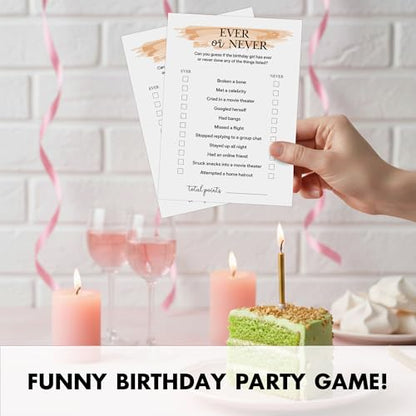 Birthday Party Games for Adults, 25 Card Interactive Group Game Set for Milestone Celebrations - A02 - color: Ever Or Never