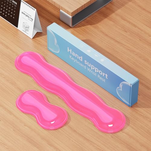 MOKURU Gel Keyboard and Mouse Wrist Rest Set, Comfort Ergonomic Wrist Support, for Wrist Pain Relief, Computer Keyboard Wrist Rest (Pink) - color: Pink
