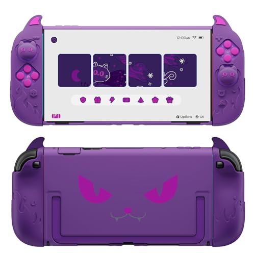 PlayVital Cute Demon Protective Shell for Nintendo Switch 2, Kawaii Anti-Slip Silicone Grip Cover + Dockable Hard Case for Nintendo Switch 2 with Thumb Grips & Sticker, Shockproof - Purple - color: Purple