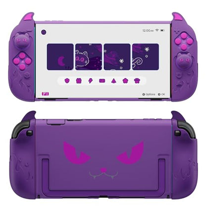 PlayVital Cute Demon Protective Shell for Nintendo Switch 2, Kawaii Anti-Slip Silicone Grip Cover + Dockable Hard Case for Nintendo Switch 2 with Thumb Grips & Sticker, Shockproof - Purple - color: Purple