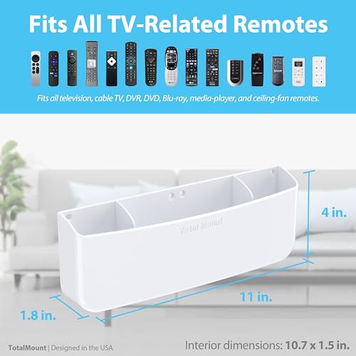 TotalMount Drop-Free Remote Holder – Removable Adhesive Strips – Pro White | Designed in the USA – Simply Put the Remotes In – No Tricky Magnet Alignment Needed (Holds 5 or 6 Remote Controls) - color: For 5 or 6 Remotes – Premium White
