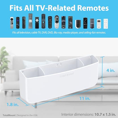 TotalMount Drop-Free Remote Holder – Removable Adhesive Strips – Pro White | Designed in the USA – Simply Put the Remotes In – No Tricky Magnet Alignment Needed (Holds 5 or 6 Remote Controls) - color: For 5 or 6 Remotes – Premium White