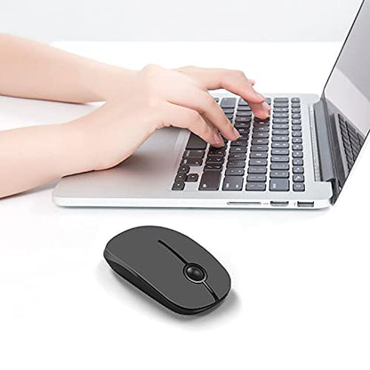 VssoPlor Wireless Mouse, 2.4G Slim Computer Laptop Mouse, Black and Gray | Portable Mouse, Plug & Play USB Nano Receiver, Quiet Silent Optical Mice for Notebook, PC, Laptop, Computer, Windows, Mac - color: Black and Gray