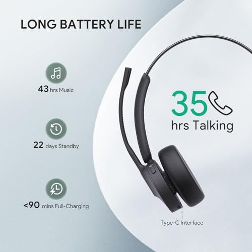Yealink BH70 UC Bluetooth Headset with Mic for Work from Home Flip-to-Mute | Sound Isolation for Office WFH Call Center, 100+ UC Compatible Teams Cisco Zoom, 35h Talk Battery, 91g Lightest in its class - color: Black (UC), style: Mono (USB-C to A)