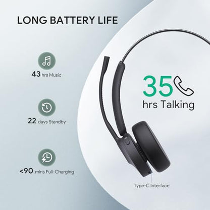 Yealink BH70 UC Bluetooth Headset with Mic for Work from Home Flip-to-Mute | Sound Isolation for Office WFH Call Center, 100+ UC Compatible Teams Cisco Zoom, 35h Talk Battery, 91g Lightest in its class - color: Black (UC), style: Mono (USB-C to A)