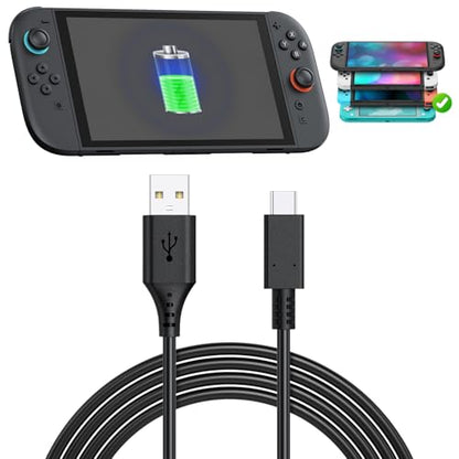 Charging Cable for Switch 2/Switch Lite/Switch OLED, Charger for Switch and Switch Lite, for Samsung Galaxy S9 S8 Note 8 and Other USB C Cable (9.8ft) Black