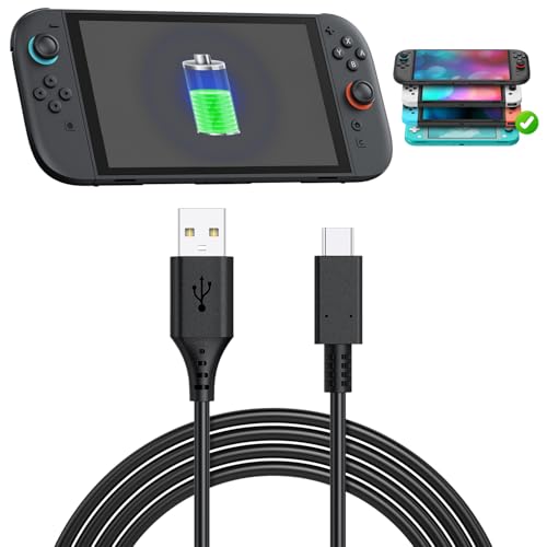 Charging Cable for Switch 2/Switch Lite/Switch OLED, Charger for Switch and Switch Lite, for Samsung Galaxy S9 S8 Note 8 and Other USB C Cable (9.8ft) Black