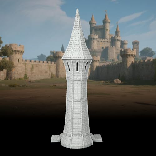 Gothic Watchtower DND Terrain - 25mm Scale Unpainted TTRPG Buildings,Stone Spire Scenery for Dungeons and Dragons, Warhammer, Trench Crusade & Wargame - City Building 6 (AF1104 L) - color: Af1104 L City Building 6