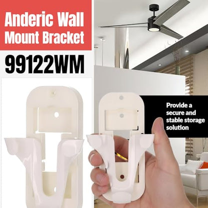 Anderic Wall Mount Bracket for Hunter 99122, 99123, RAN003, K047402 and Other Same Style Handheld Remote Control transmitters - 99122WM - White