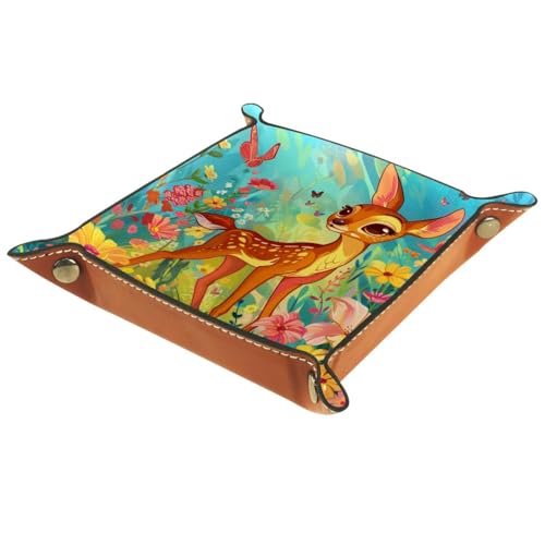 Flowers Deer Dice Tray Dice Rolling Tray Folding Dice Holder for Dice Games, Like RPG, DND and Other Table Games - color: Multi 2