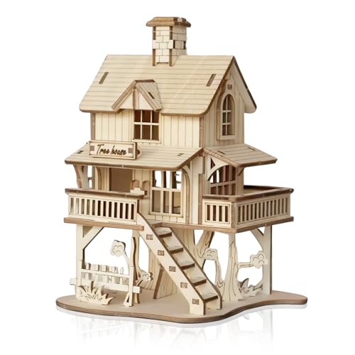 3D Wooden Puzzle for Adults, Creative Treehouse Design Model Kit | Creative Assembly Model Building Kits to Build for Adults, DIY Assembly Puzzle for Christmas,Teens Men 14+, STEM Project - style: Treehouse