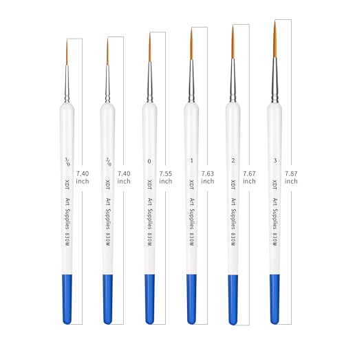 XDT Rigger Brushes,Watercolor & Liner Brushes Set with Slender Nylon Hair– Comfort Grip Detail Paint Brushes for Acrylic, Oil & Fine Art - color: Blue-w 8pc