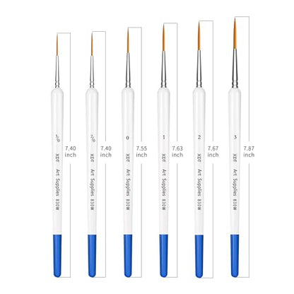 XDT Rigger Brushes,Watercolor & Liner Brushes Set with Slender Nylon Hair– Comfort Grip Detail Paint Brushes for Acrylic, Oil & Fine Art - color: Blue-w 8pc