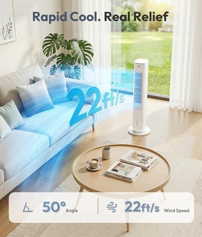 Portable Evaporative Air Cooler, 3-in-1 Cooling Fans that Blow Cold Air With 3L Water Tank, 38'' Tower Fan for Bedroom, Office with 3 Speeds, 12H Timer, Oscillation, 2 Ice Packs - color: White