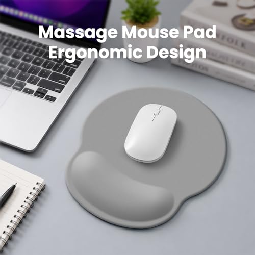 Mouse pad with Wrist Rest,Relieving Pain Memory Foam Computer pad, Ergonomic Desktop Mouse, Silicone Material Mouse pad, with Non-Slip PU Base (Grey) - color: Grey