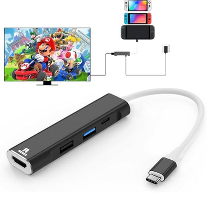 RREAKA TV Dock for Nintendo Switch 2 / Switch/Switch OLED, Portable Travel Dock Replacement with 4K@60Hz HDMI, PD 100W Charging, USB 3.0 - color: 블랙 & 화이트-2번째 버전