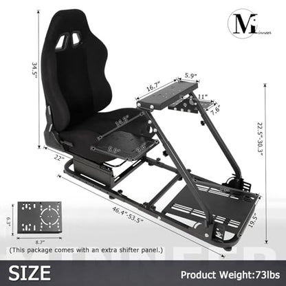 Minneer Foldable Racing Flight Simulation Cockpit with Black Seat Fit for Logitech X56 X52 G920,for Thrustmaster T248,for Fanatec,Double Levers Gaming Wheel,Stand Wheel Pedal & Handbrake Not Included