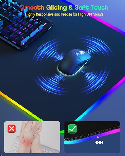 Magnetic Wireless Charging Mouse Pad Gaming, 31.5"x15.8" Large Desk Mat | RGB Mousepad, Smooth Glide, Stitched Edge, Non-Slip Rubber Base, Desk Pad Computer Keyboard Mat, with Adapter - color: RGB-Adatper